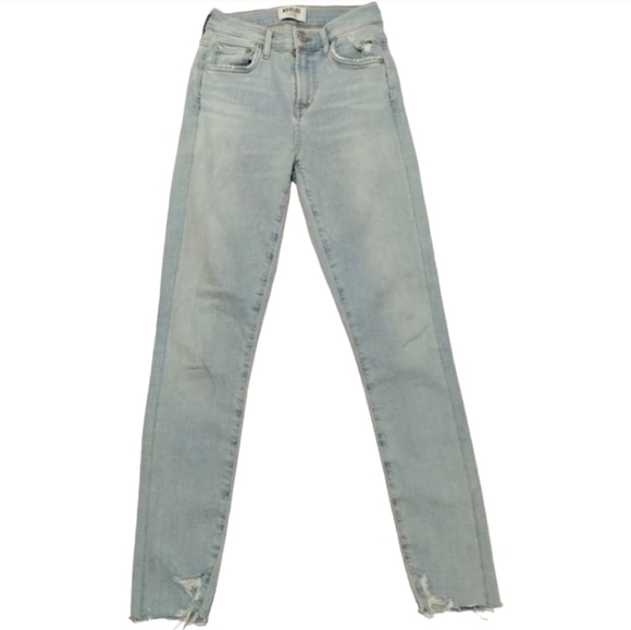 AGOLDE‎ Sophie High Rise Crop Distress Fray Hem Denim - Picture 1 of 6